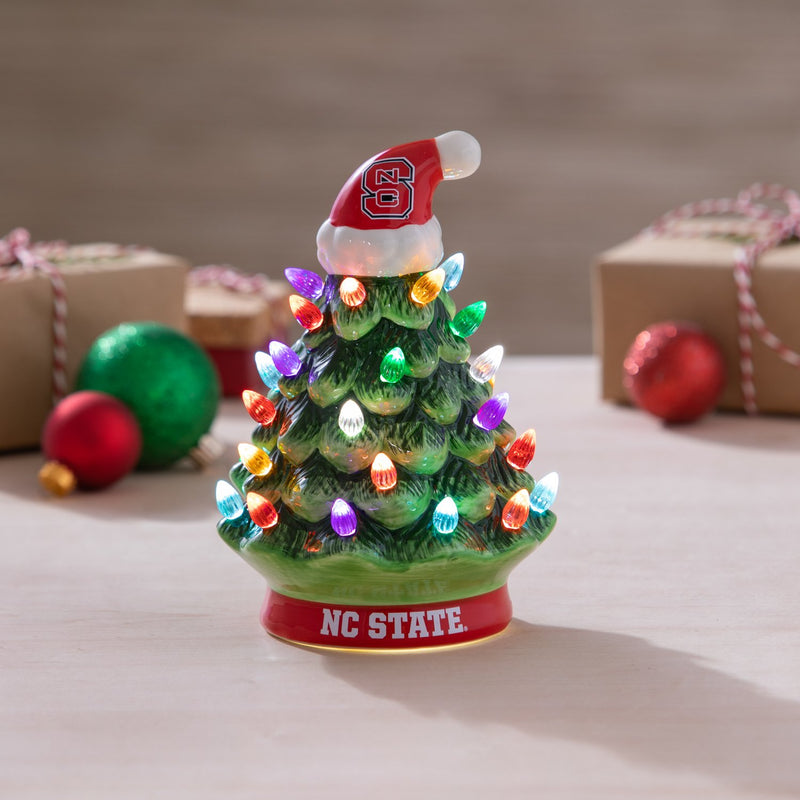 8" LED Ceramic Christmas Tree, North Carolina State University,8led909t