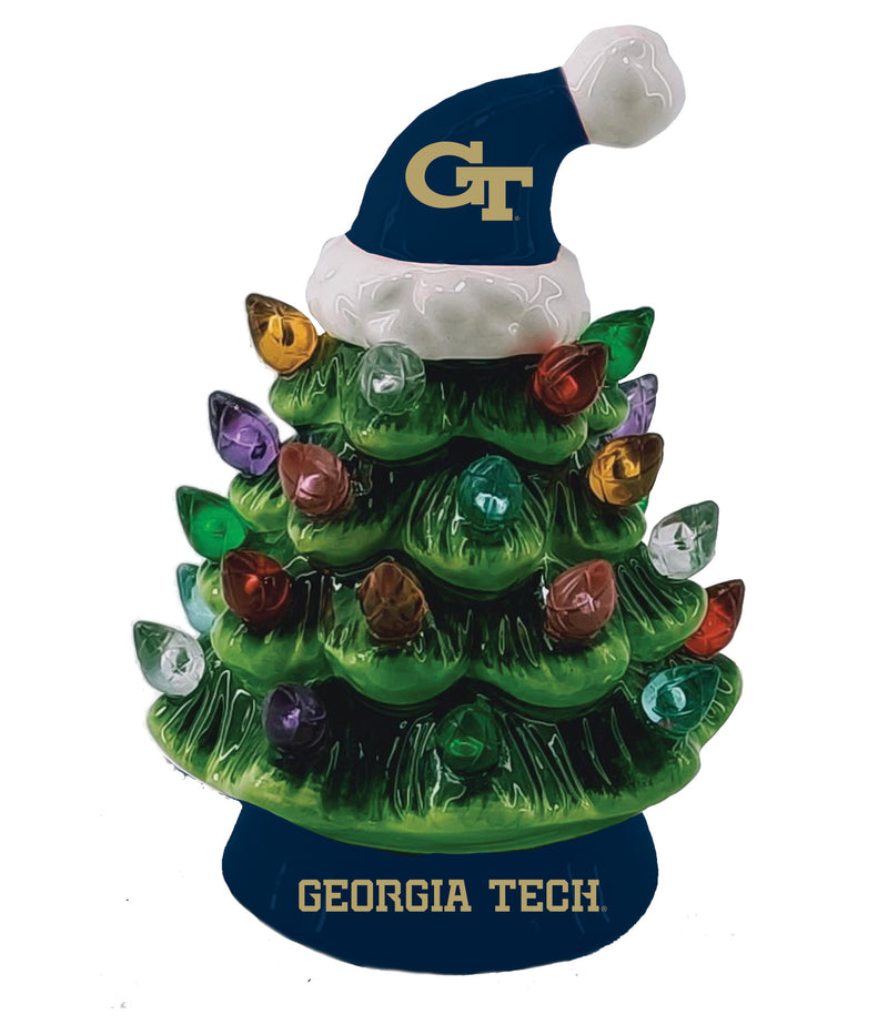 4" Mini LED Tabletop Christmas Tree, Georgia Tech,8led919mt