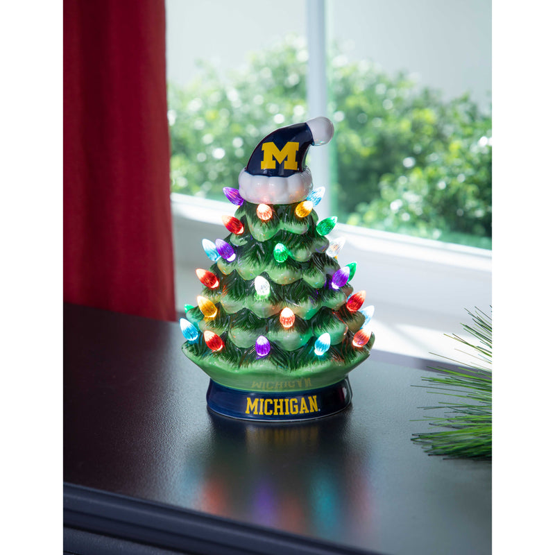 8" LED Ceramic Christmas Tree, University Of Michigan,8led920t