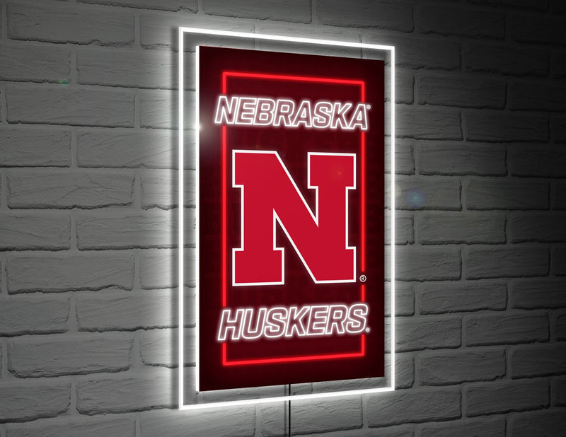 22"H x 14"L NeoLite Wall Décor, Rectangle, University of Nebraska,8led949nlrt