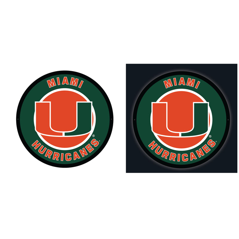 University of Miami College Large Round Edgelite LED Decor