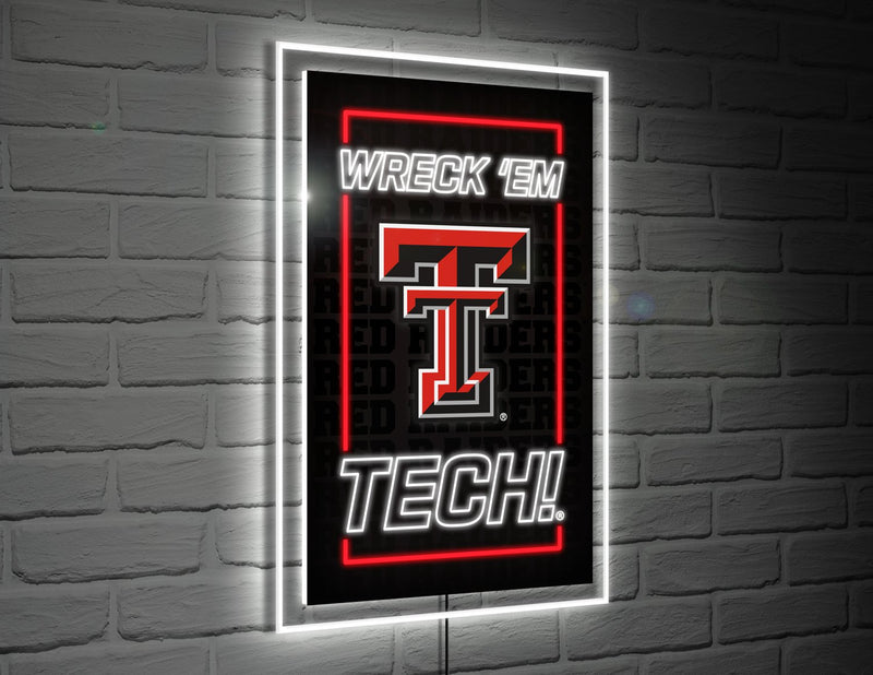 22"H x 14"L NeoLite Wall Décor, Rectangle, Texas Tech University,8led963nlrt