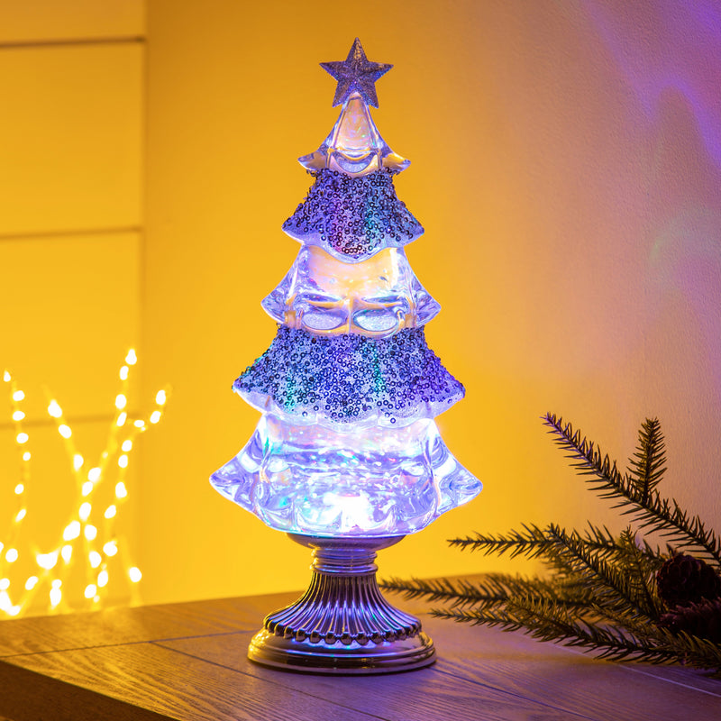 13" LED Tree with Glitter and RGB Lighting Table Décor,8led966