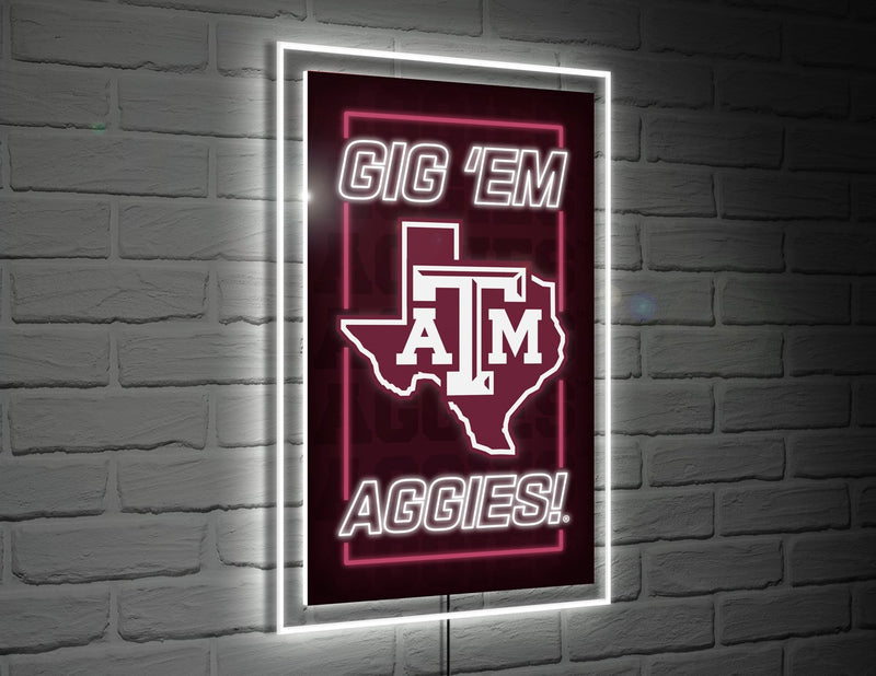 22"H x 14"L NeoLite Wall Décor, Rectangle, Texas A&M,8led969nlrt