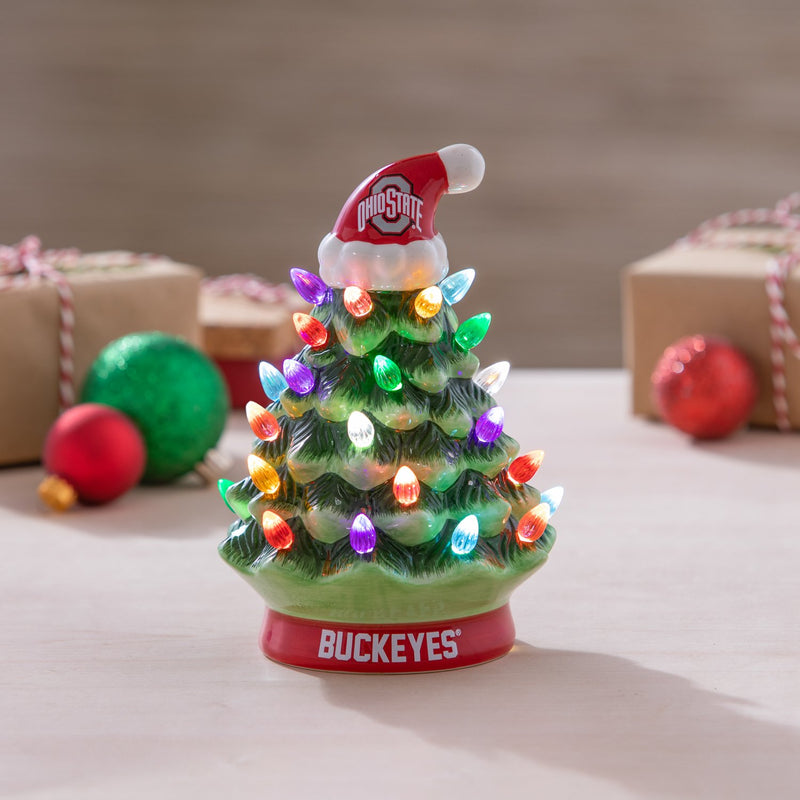 8" LED Ceramic Christmas Tree, Ohio State University,8led973t