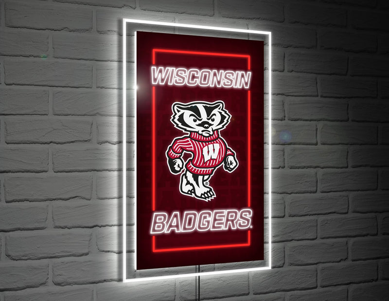 22"H x 14"L NeoLite Wall Décor, Rectangle, University of Wisconsin-Madison,8led984nlrt