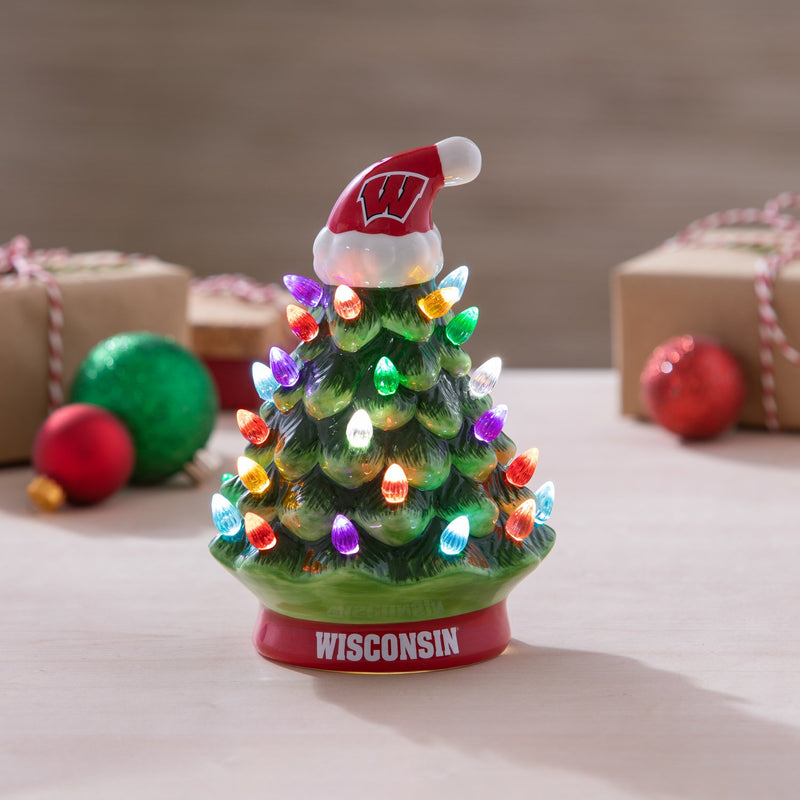 8" LED Ceramic Christmas Tree, University of Wisconsin-Madison,8led984t