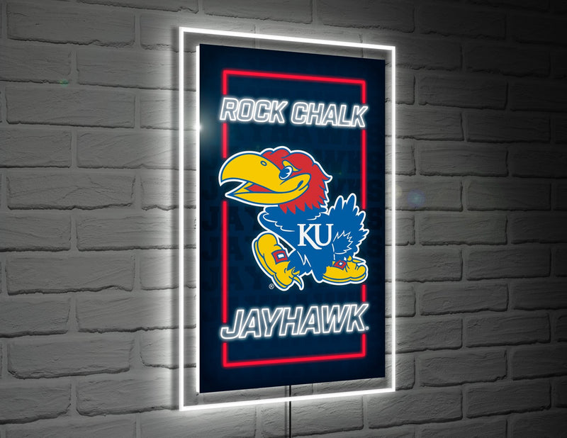 22"H x 14"L NeoLite Wall Décor, Rectangle, University of Kansas,8led996nlrt