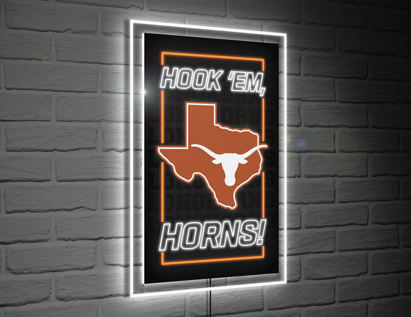 22"H x 14"L NeoLite Wall Décor, Rectangle, University of Texas,8led999nlrt