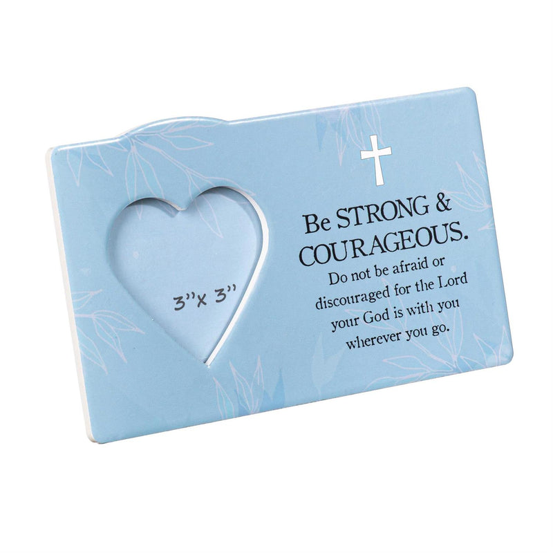 Baby Be Strong & Courageous Ceramic Picture Frame, 8.5"