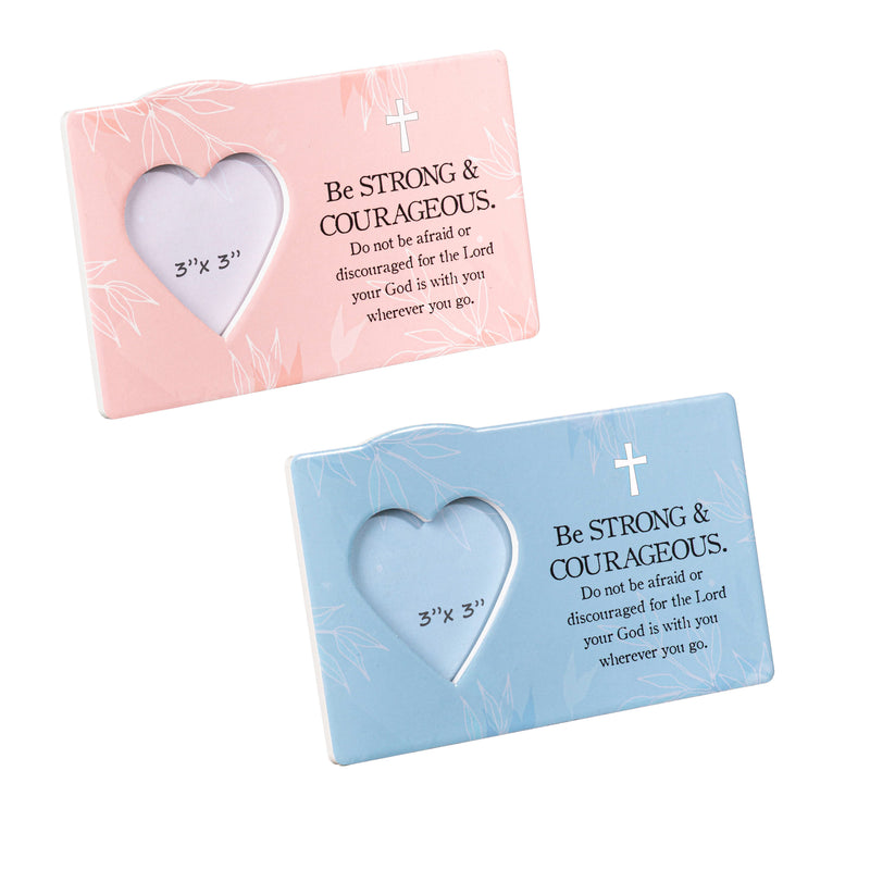 Baby Be Strong & Courageous Ceramic Picture Frame, 8.5"