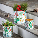 VivaStyle Planter, Metal Printed Planters, Festive Foliage, 10"H, Set of 3