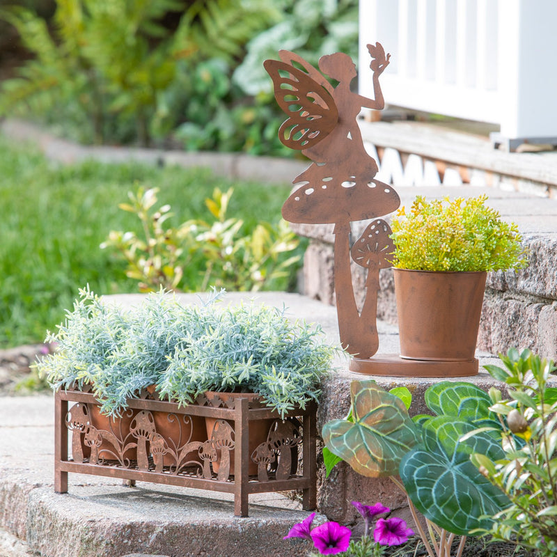 Garden of Wonder Planter, Laser-Cut Metal, Mushroom Decals