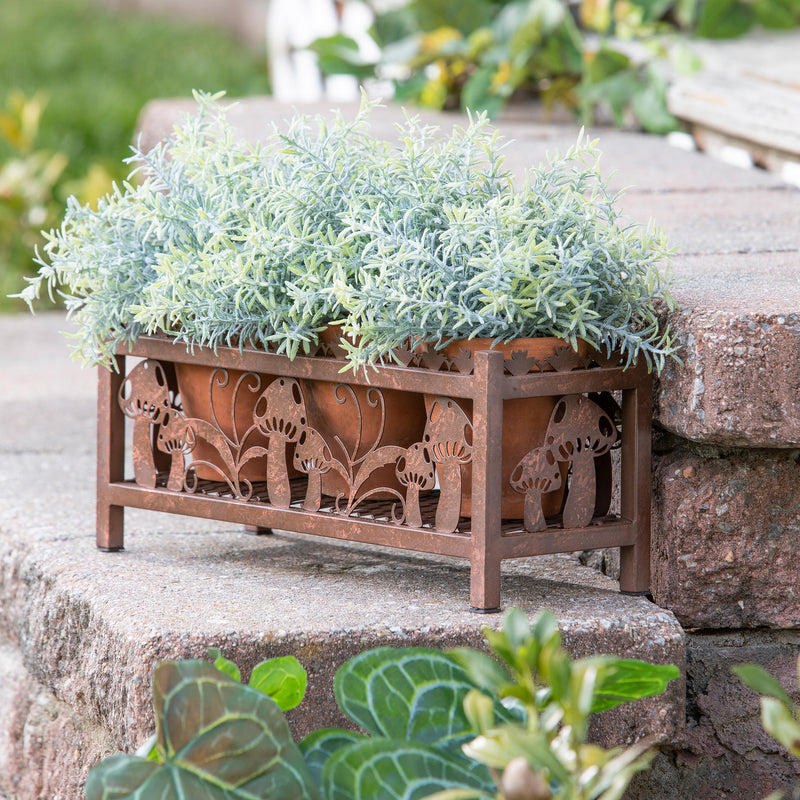 Garden of Wonder Planter, Laser-Cut Metal, Mushroom Decals