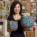 Garden of Wonder Planter, Mosaic Glass, Nested Set of 2