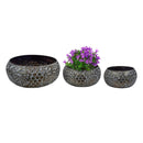 Petal & Plow Planters, Metal, Embossed Round Bowl, Nested Set of 3