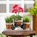 Metal Planters with Stone Embelishments and Stand
