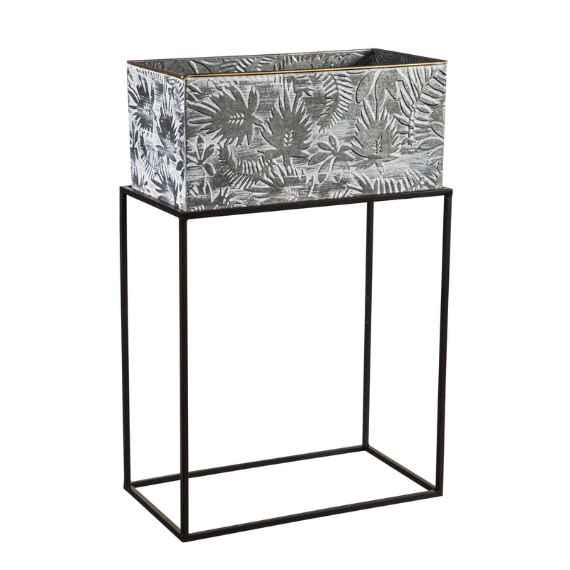 Metallic Embossed Floral Planters, Set of 2