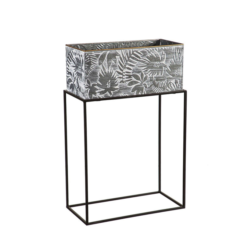 Metallic Embossed Floral Planters, Set of 2