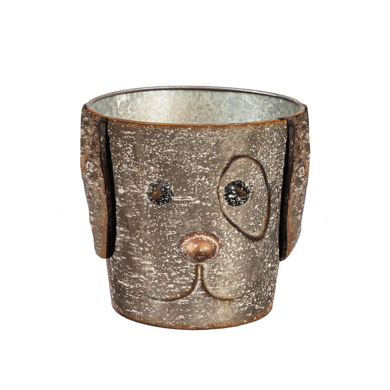 Metal Dog Bucket Planters, Set of 3