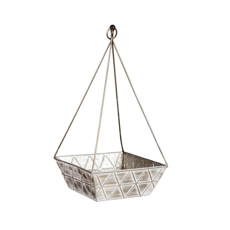 Geometric Embossed Metal Planter, Set of 2