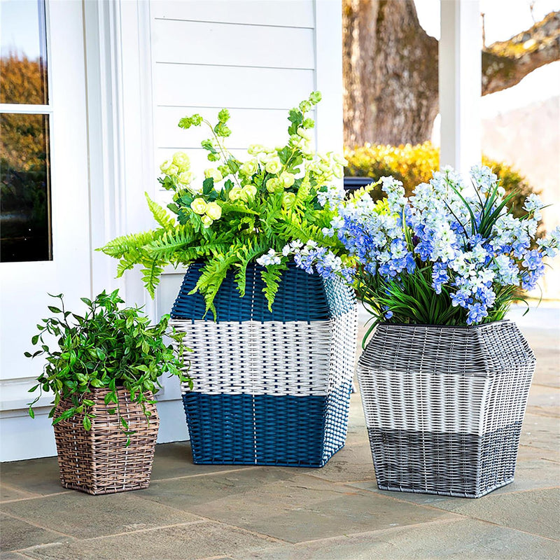 High Resin Wicker Planter Set of 3
