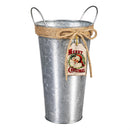Traditional Santa Planter, Metal Planter, Christmas Bucket with Tag, 9" H, Asst of 3