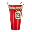 Traditional Santa Planter, Metal Planter, Christmas Bucket with Tag, 9" H, Asst of 3