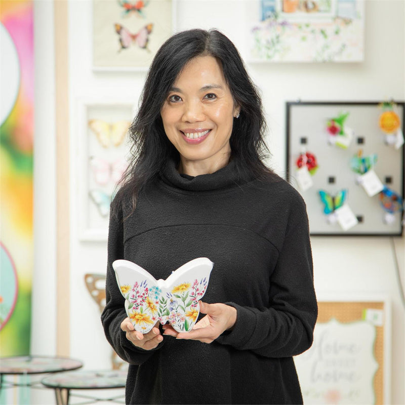 5" Ceramic Butterfly with Floral Design Table Décor