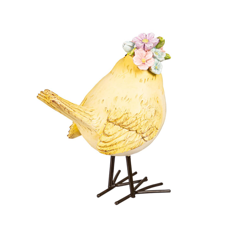 4.5" Resin Bird with Floral Bouquet Table Decor, Set of 3