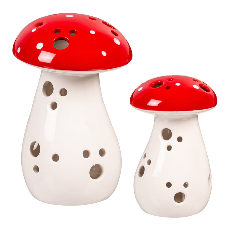 LED Ceramic Mushroom Table Decor, Set of 2