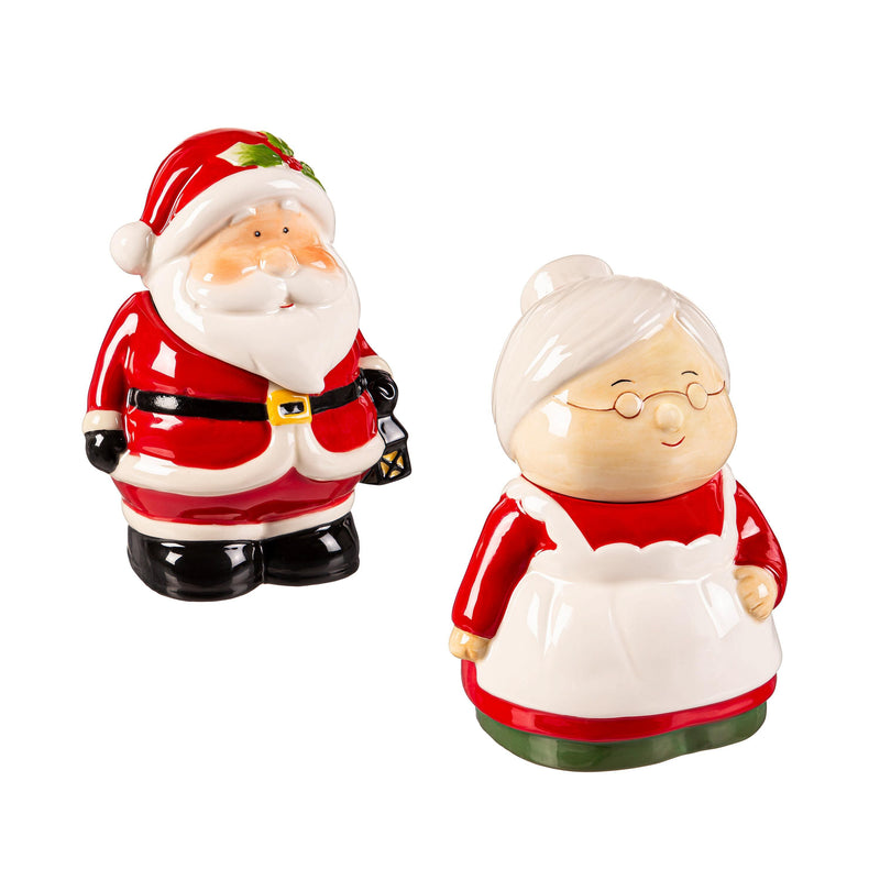 Ceramic Santa and Mrs. Claus Candy Jar Set,8tac274