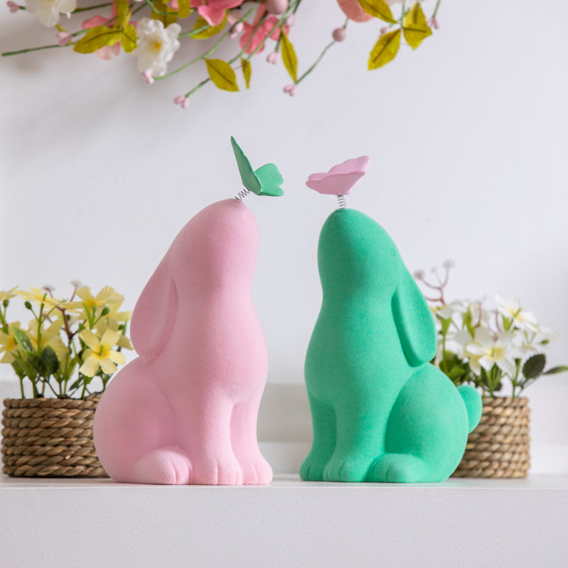 Bunny with Butterfly Ceramic Table Decor, 9"