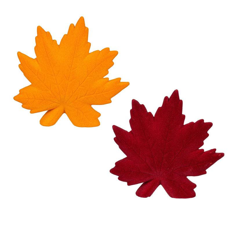 Maple Leaf Flocked Ceramic Table Decor, Asst, 6.25"L