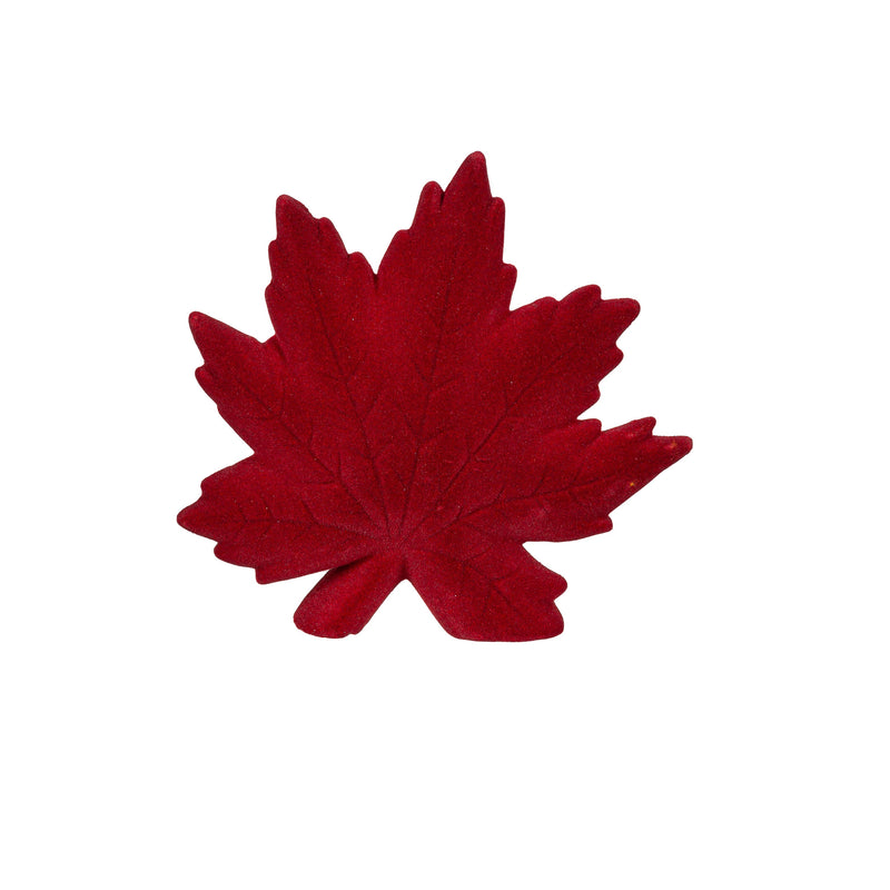 Maple Leaf Flocked Ceramic Table Decor, Asst, 6.25"L