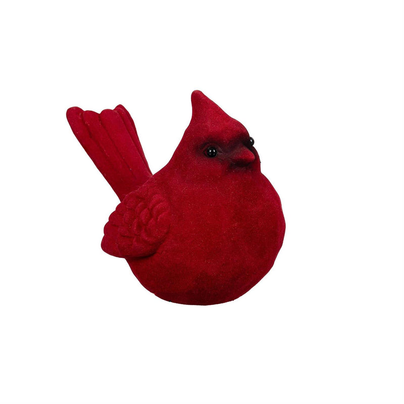 Holiday Poinsettia Table Décor Flocked Cardinal Ceramic Set