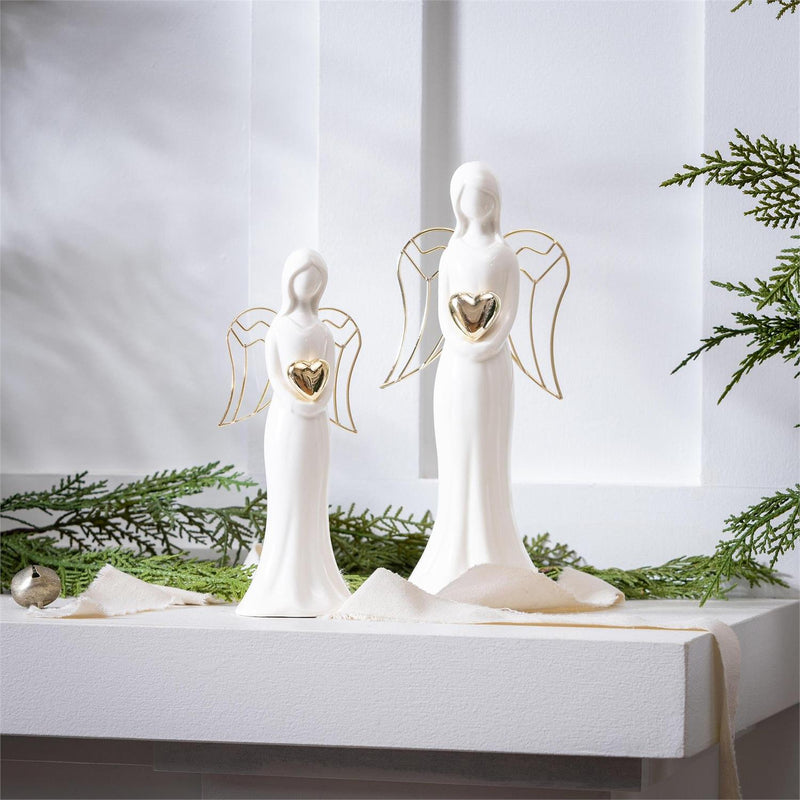 Nativity Table Décor Angel with Heart Ceramic Set