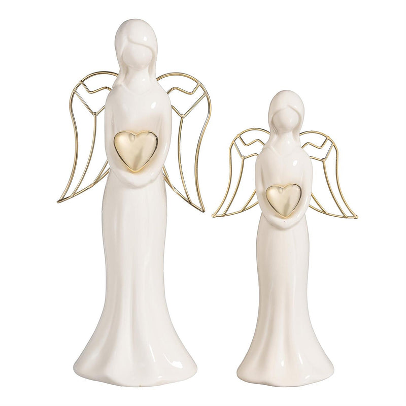 Nativity Table Décor Angel with Heart Ceramic Set