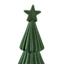 Shades of Green Table Décor Christmas Tree Flocked Ceramic and Wood, 11.75"H