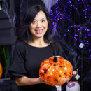 Pumpkin Marble Glass Table Decor, 9.75"L