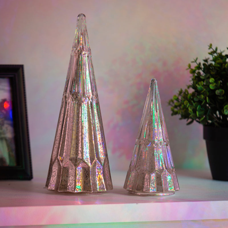 LED Glass Tree Table Decor, Set of 2