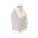 8" LED Ceramic House with White Bottlebrush Trees Table Decor,8tal048
