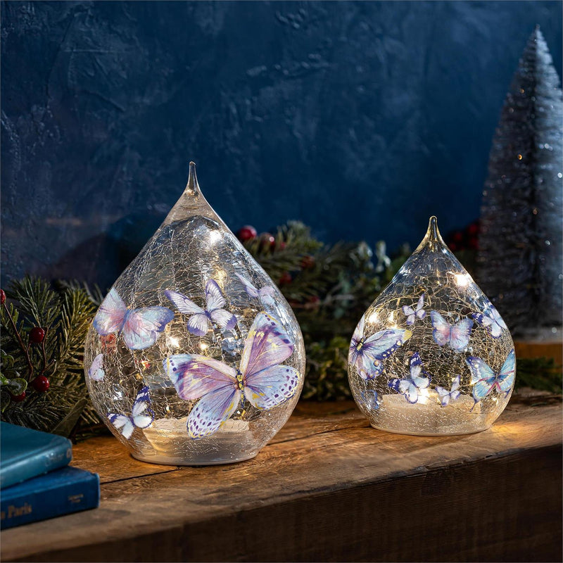 Season to Sparkle LED Table Decor Glass Teardrop, Set of 2