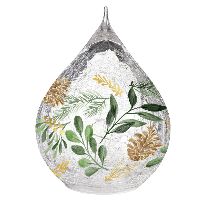 Shades of Green LED Table Décor Glass Teardrop, Set of 2