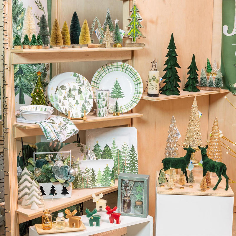 Shades of Green LED Table Décor Glass Teardrop, Set of 2