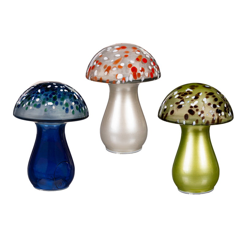 8" LED Glass Mushroom Tabletop Decor