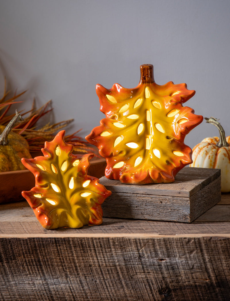 LED Ceramic Leaf Tabletop Decor Set,8tal123