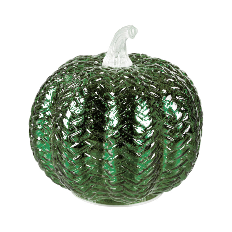 Evergreen Home Accents,6" LED Glass Pumpkin Table Décor,5.91x5.91x5.91 Inches
