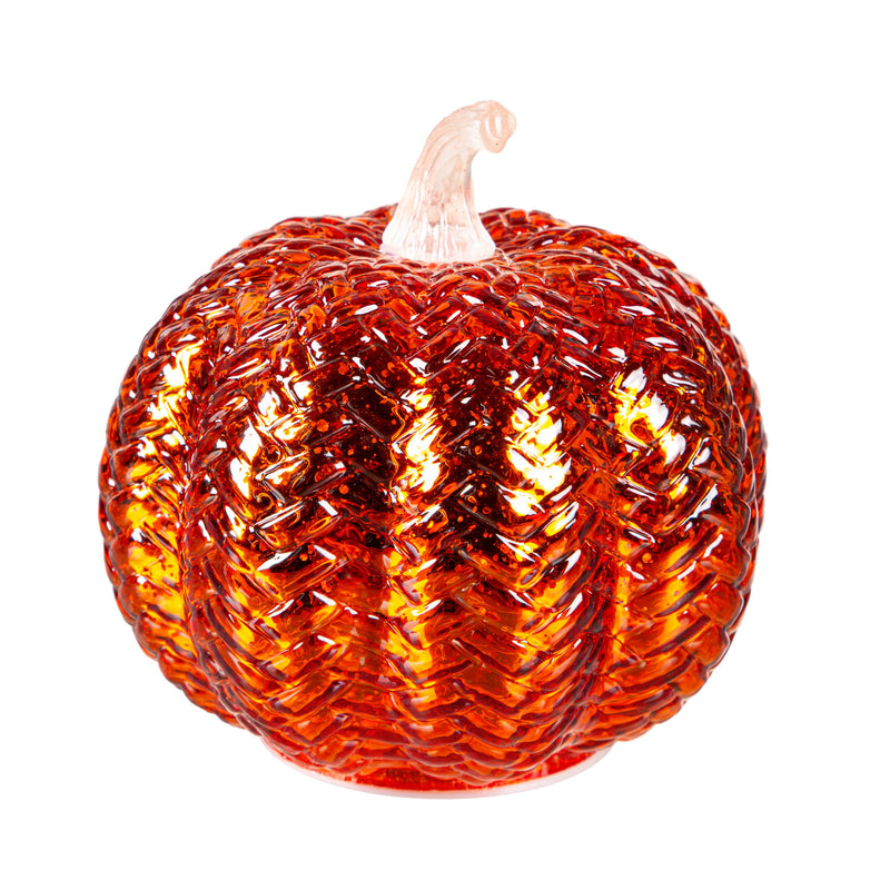 Evergreen Home Accents,6" LED Glass Pumpkin Table Décor,5.91x5.91x5.91 Inches
