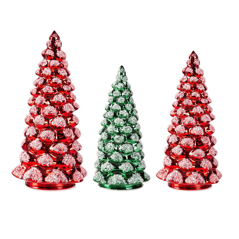 LED Glass Tree with Snow Table Décor Set,8tal199